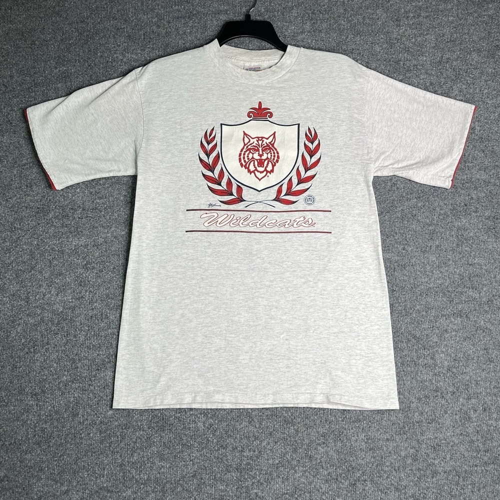 Vintage University Of Arizona‎ Wildcats T-shirt Large Single Stitch Gray Red